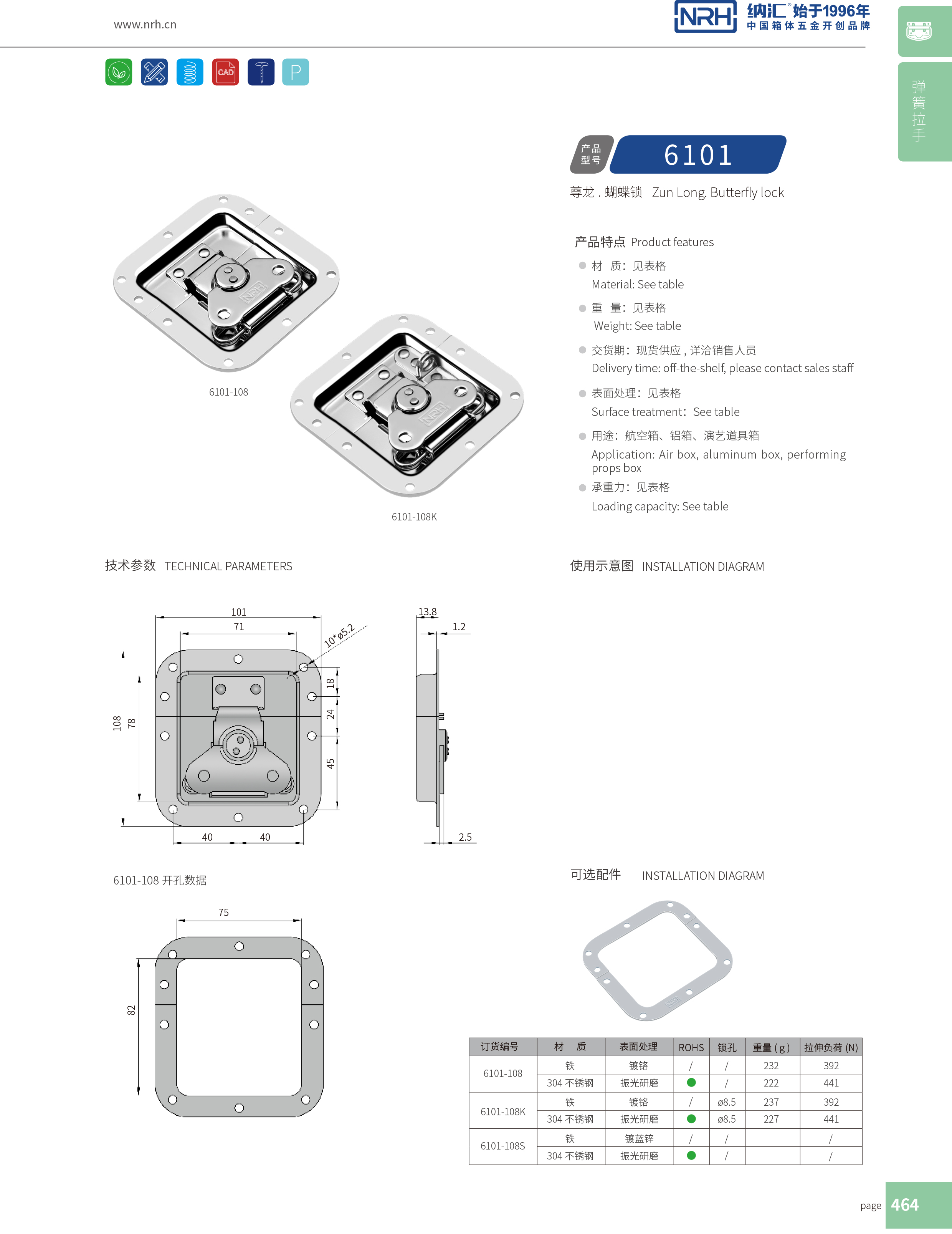 蝶锁箱扣6101-108K三轮车锁扣_烧烤箱锁扣_NRH花季传媒app箱扣 