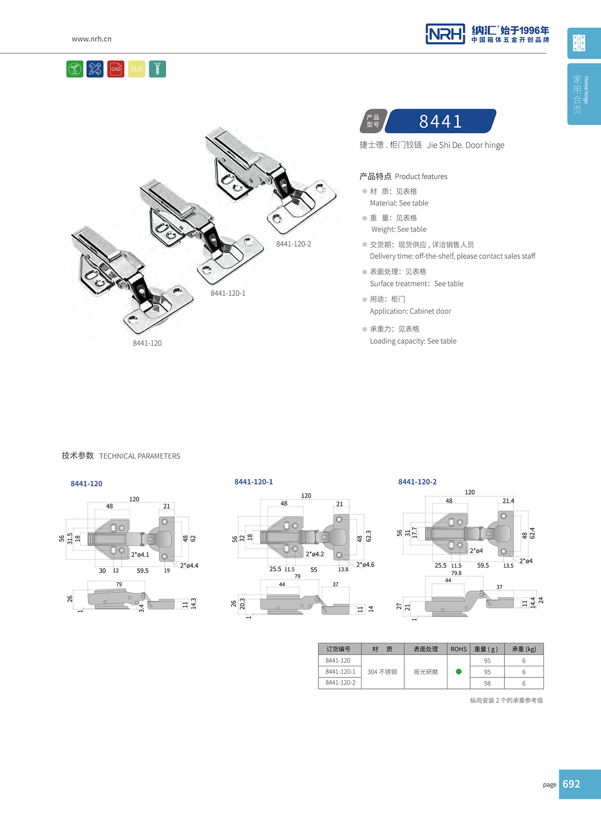  花季传媒app/NRH 8441-120-1 液压铰链